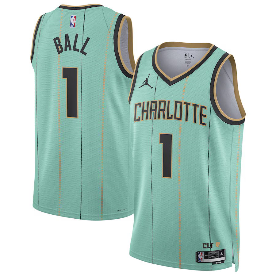 Men Charlotte Hornets #1 LaMelo Ball Jordan Brand Mint City Edition 2024-25 Swingman Player NBA Jersey->charlotte hornets->NBA Jersey